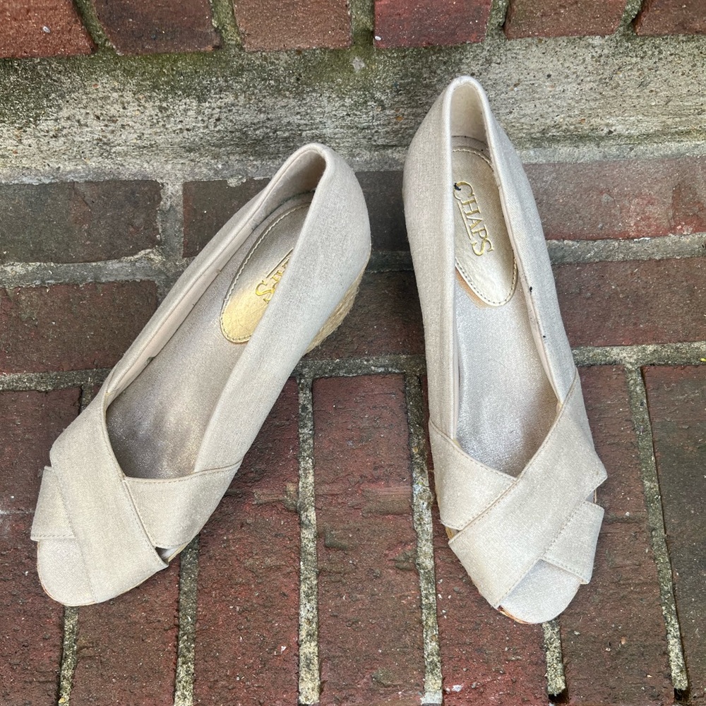 Chaps Women's Light Gold Espadrille Shoes